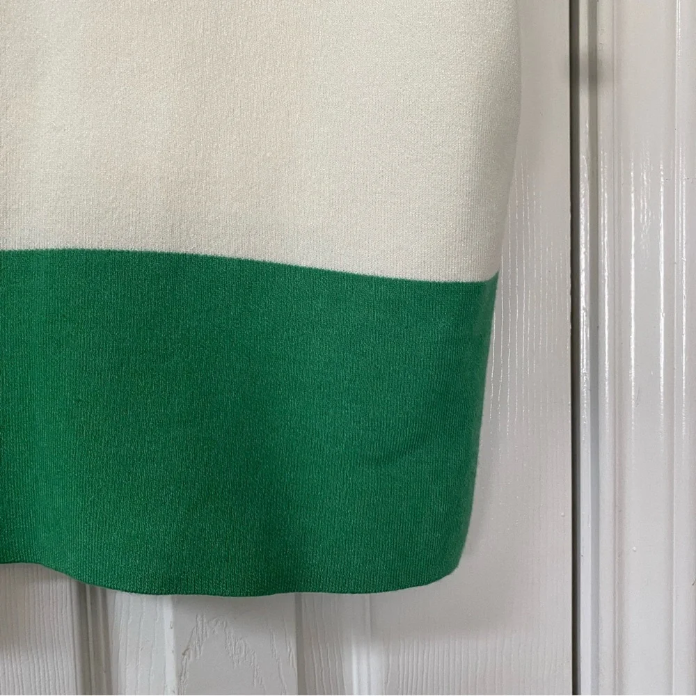 Anthropologie Maeve Green & Cream Striped Muscle Knit Sleeveless Tee Size 1X - Picture 9 of 14